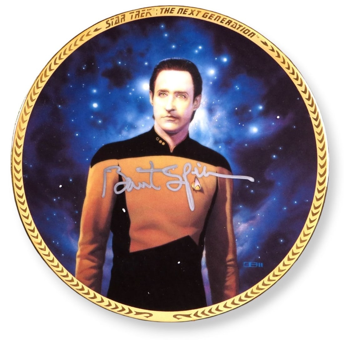 Hamilton Collection Brent Spiner signed Star Trek Data plate JSA (1 of 5)