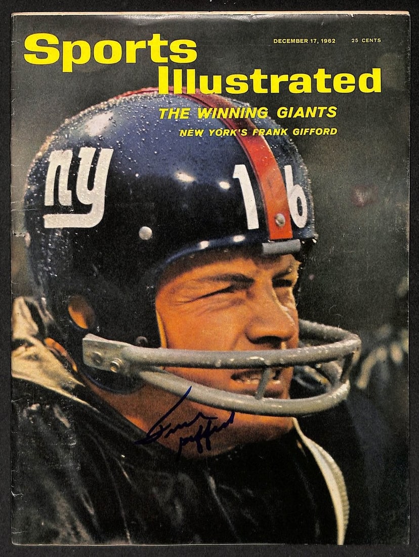 1962 Sports Illustrated Signed Photo Frank Gifford HOF NY Giants: 1962 Sports Illustrated Signed Photo Frank Gifford HOF NY Giants Original 1962 Sports Illustrated photo signed by Frank Gifford, featuring the New York Giants. A football collectible from the United S