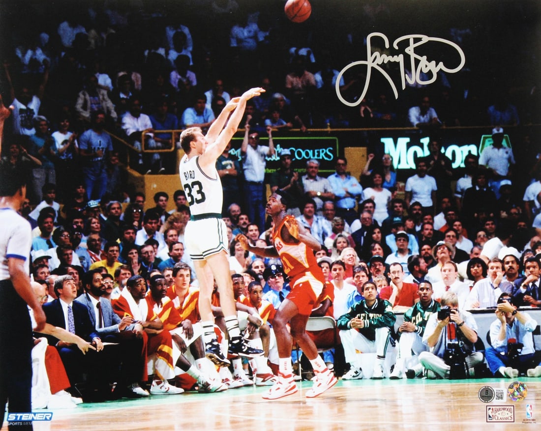 Larry Bird signed 16x20 horizontal photo Boston Celtics Beckett authenticated: Larry Bird signed 16x20 horizontal photo Boston Celtics Beckett authenticated Authentic signed 16x20 horizontal shooting photo personally autographed by Larry Bird of the Boston Celtics. The photo inc