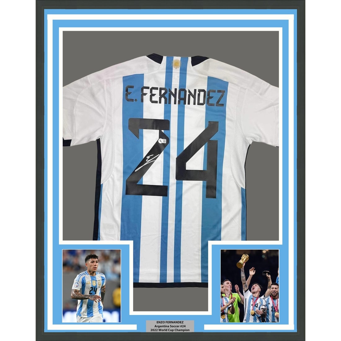 Enzo Fernandez Signed Argentina Soccer Jersey Framed 35x39 Beckett COA (1 of 2)