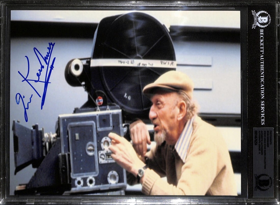 Signed 8x10 Photo of ESB Director Irvin Kershner Beckett Grade 8: Signed 8x10 Photo of ESB Director Irvin Kershner Beckett Grade 8 Original 8x10 photograph signed by Irvin Kershner, director of Star Wars: The Empire Strikes Back. The autograph is signed in blue perm