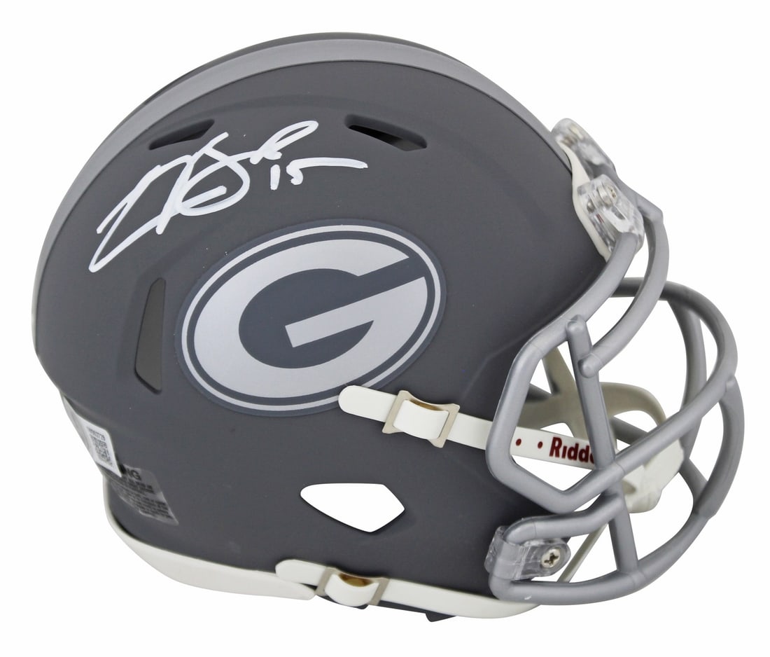Carson Beck Signed Georgia Bulldogs Slate Speed Mini Helmet Beckett Witnessed (1 of 2)