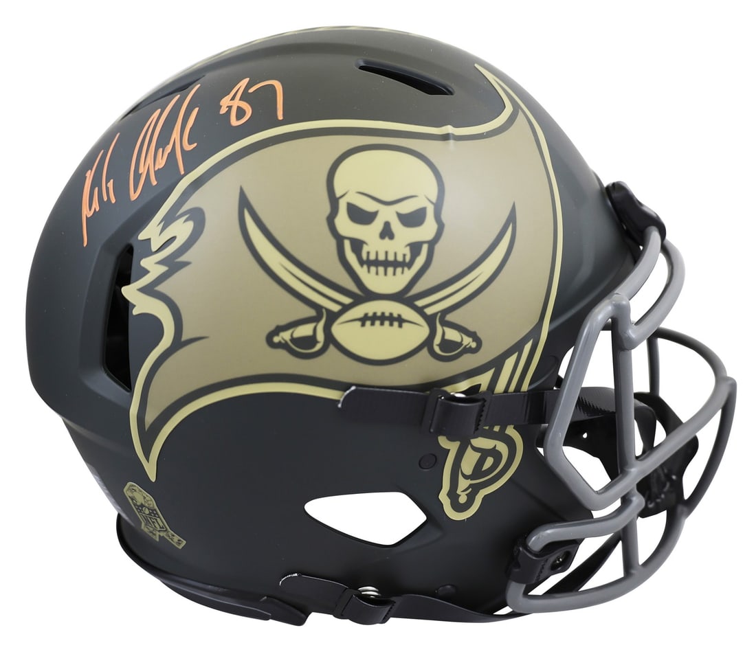 Rob Gronkowski Autographed Buccaneers Salute to Service IV Speed Proline Helmet BAS: Rob Gronkowski Autographed Buccaneers Salute to Service IV Speed Proline Helmet BAS Autographed alternate 2025 Salute to Service IV Riddell Authentic full size Speed Proline helmet personally signed b