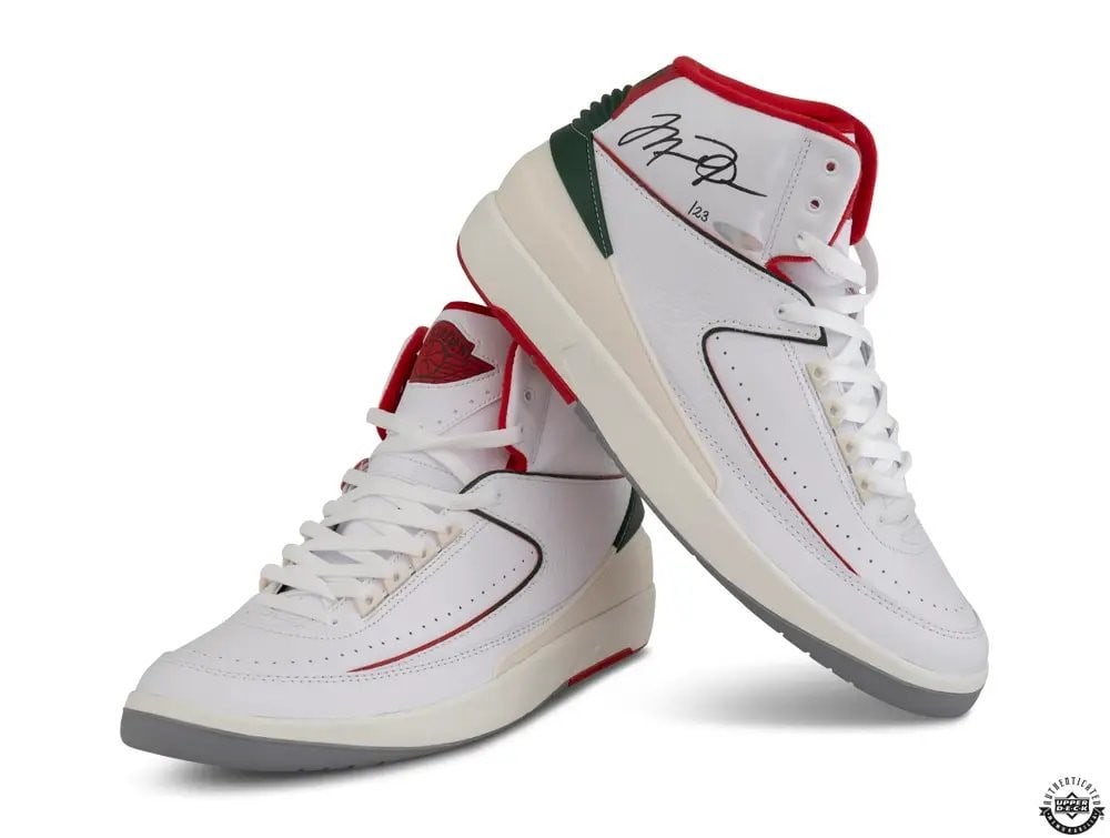 Upper Deck Authenticated Michael Jordan Signed Nike Air Jordan 2 Italy Shoes: Upper Deck Authenticated Michael Jordan Signed Nike Air Jordan 2 Italy Shoes Step onto the court with a piece of basketball history--Michael Jordan signed Nike Air Jordan 2 Italy shoes. Originally int