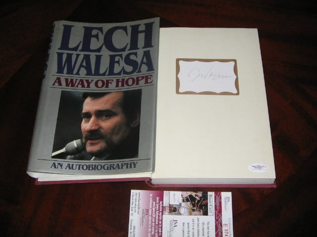 Signed First Edition Way of Hope by Lech Walesa: Signed First Edition Way of Hope by Lech Walesa This is a first edition book titled "Way of Hope" by Lech Walesa, the renowned Polish leader. The book is an original copy from Poland and has been sign