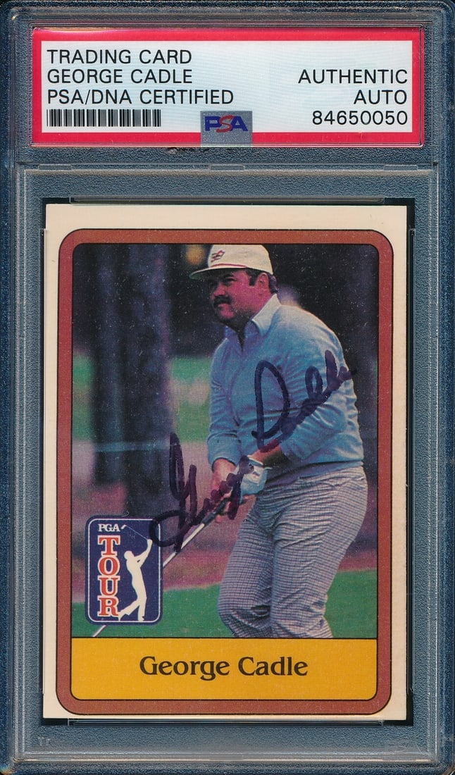 PSA DNA Signed 1981 Donruss PGA Card 55 George Cadle: PSA DNA Signed 1981 Donruss PGA Card 55 George Cadle Authentic signed 1981 Donruss PGA George Cadle #55 card. This pre-owned golf collectible is an original issue and has PSA/DNA authentication. Speci