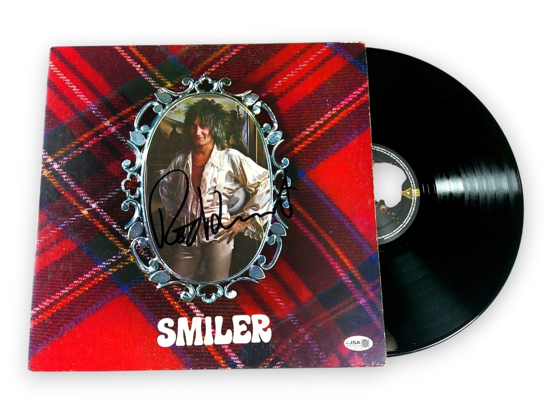 JSA Authenticated Rod Stewart Smiler Signed Record Album Cover (1 of 4)