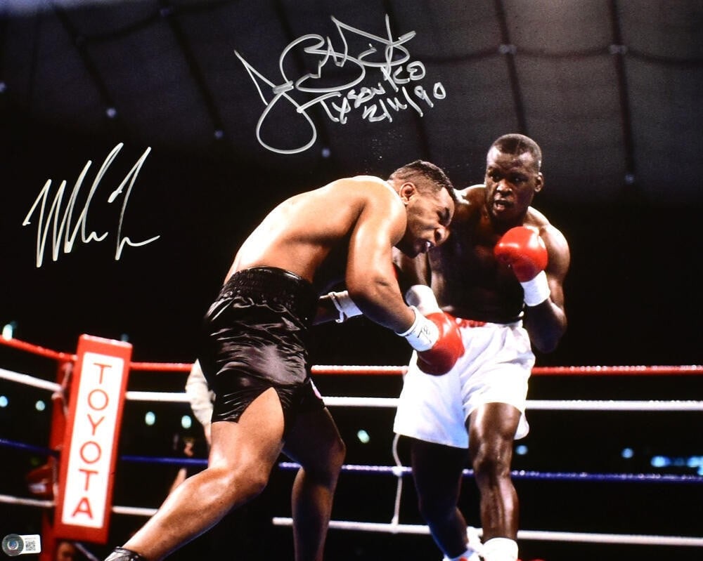 Signed 16x20 Boxing Photo Buster Douglas Mike Tyson BAS Holo (1 of 10)
