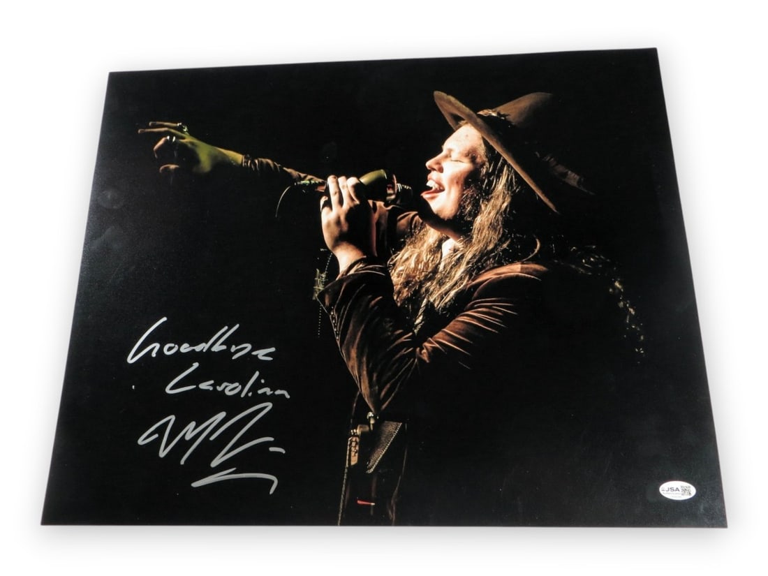 Signed Marcus King 16X20 Photograph Goodbye Carolina JSA Authenticated: Signed Marcus King 16X20 Photograph Goodbye Carolina JSA Authenticated Original 16x20 photograph signed by Marcus King and inscribed "Goodbye Carolina." This pre-owned piece has been authenticated by 
