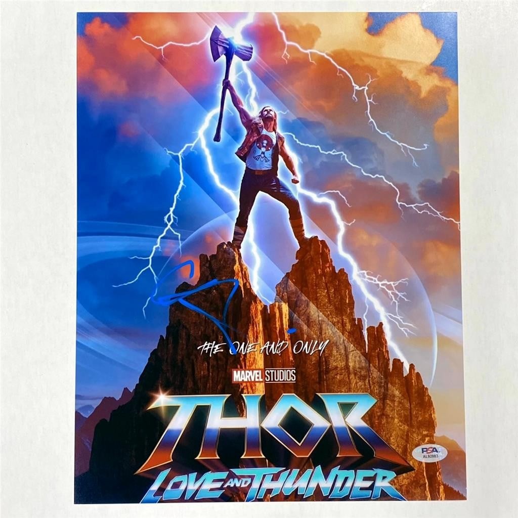 11x14 Autographed Thor Love and Thunder Photo Chris Hemsworth PSA DNA: 11x14 Autographed Thor Love and Thunder Photo Chris Hemsworth PSA DNA Original 11x14 signed photograph of Chris Hemsworth from Thor Love and Thunder. The autograph is authenticated by PSA/DNA. Pre-own