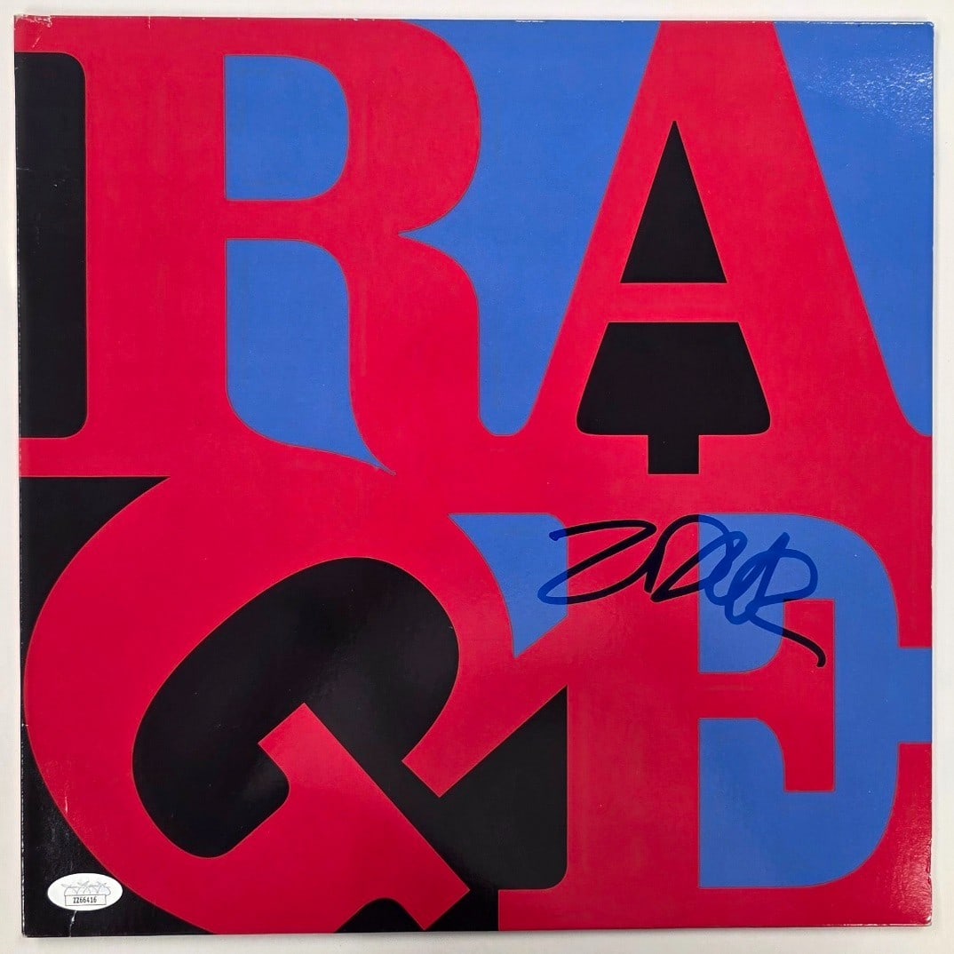 Signed Renegades record cover by Zack De La Rocha JSA: Signed Renegades record cover by Zack De La Rocha JSA Signed Rage Against the Machine Renegades vinyl record cover featuring Zack De La Rocha's autograph. This original record cover is authenticated b