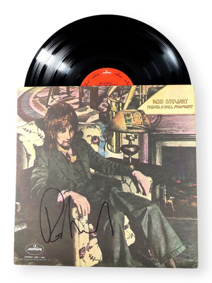 Beckett Authenticated Rod Stewart Never a Dull Moment Signed Album Cover: Beckett Authenticated Rod Stewart Never a Dull Moment Signed Album Cover Original Rod Stewart autographed album cover for Never a Dull Moment. Record included; it has not been tested. Pre-owned item a