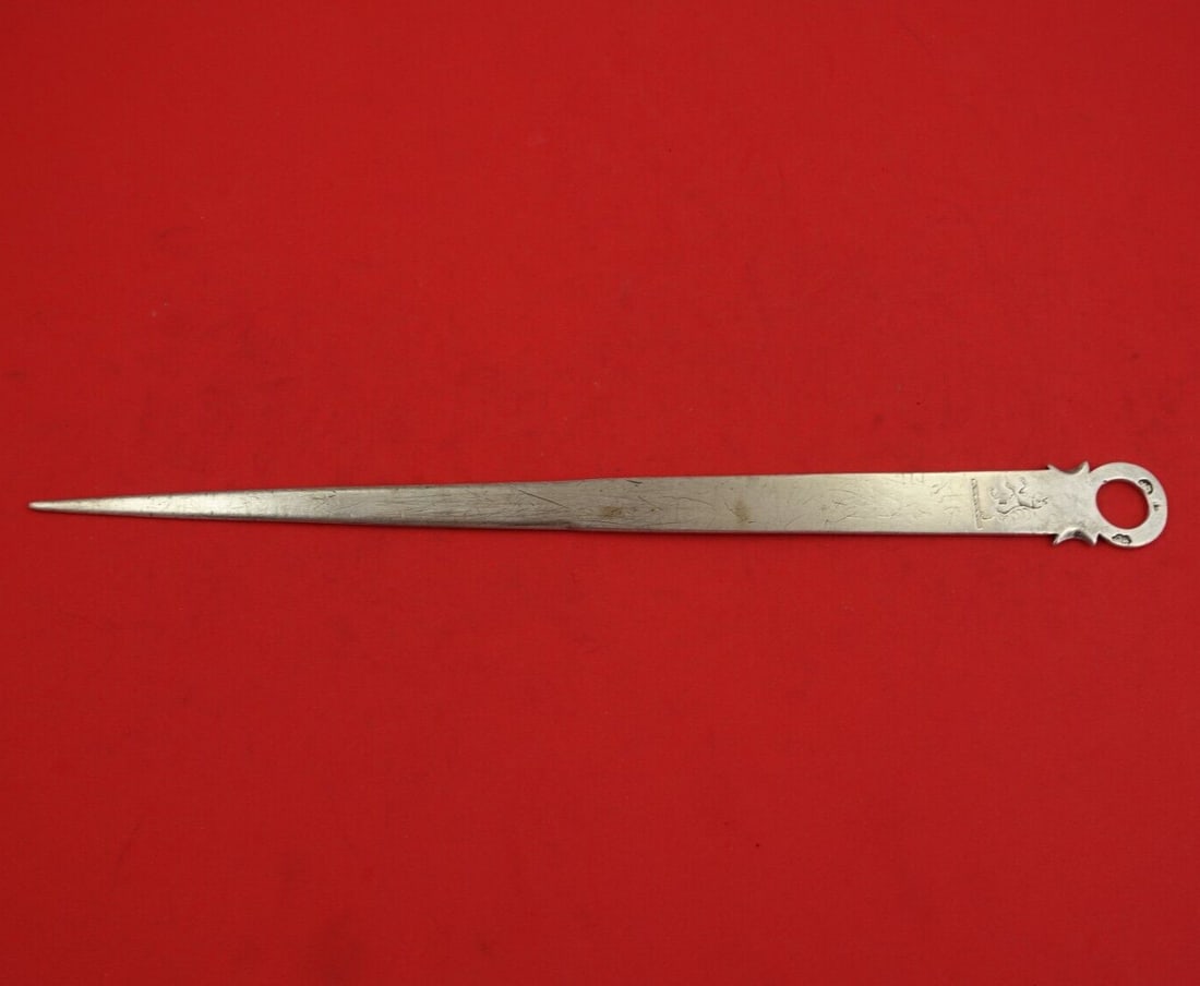 Georgian Era Dublin Sterling Silver Skewer 11in with Engraved Dog (1 of 3)
