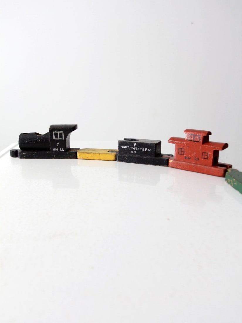 Handcrafted Wooden Railroad Car Toy Set Northwestern R.R. Vintage (1 of 8)