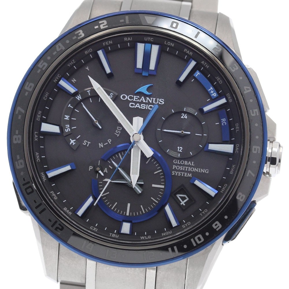 CASIO Oceanus OCW-G1200-1AJF Men's Solar Radio GPS Wristwatch: CASIO Oceanus OCW-G1200-1AJF Men's Solar Radio GPS Wristwatch CASIO Oceanus OCW-G1200-1AJF men's wristwatch with solar radio controlled movement and GPS date functionality. This pre-owned watch featur