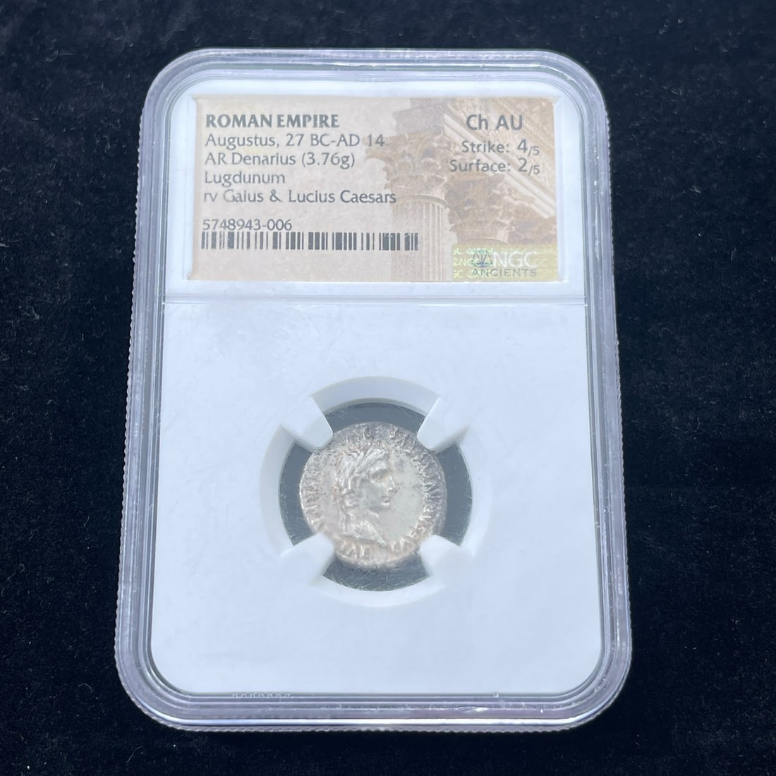 NGC Choice AU Augustus Roman silver denarius Lugdunum 3.76 grams (1 of 4)
