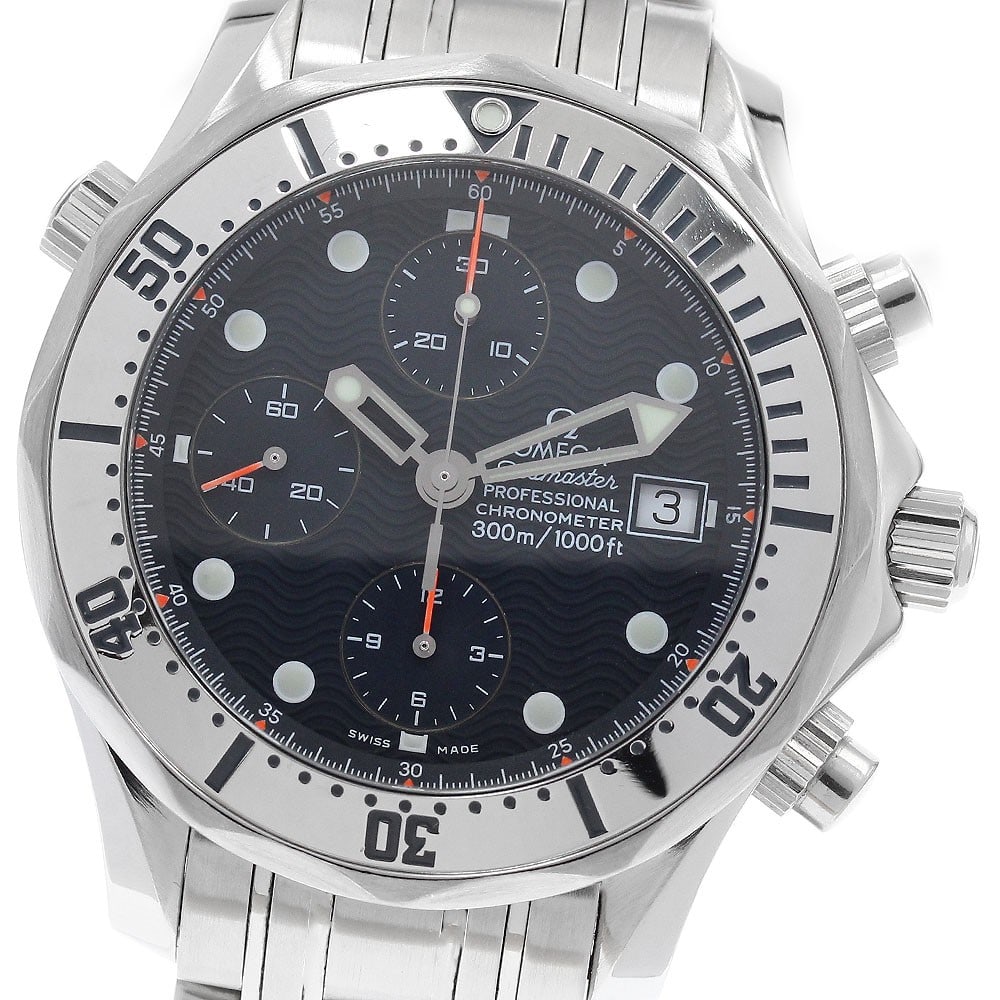 OMEGA Seamaster 300 Chronograph Date Automatic Mens Watch Ref 2598.80: OMEGA Seamaster 300 Chronograph Date Automatic Mens Watch Ref 2598.80 Pre-owned OMEGA Seamaster 300 Chronograph Date automatic men's wristwatch with a stainless steel case and bracelet. This watch fea