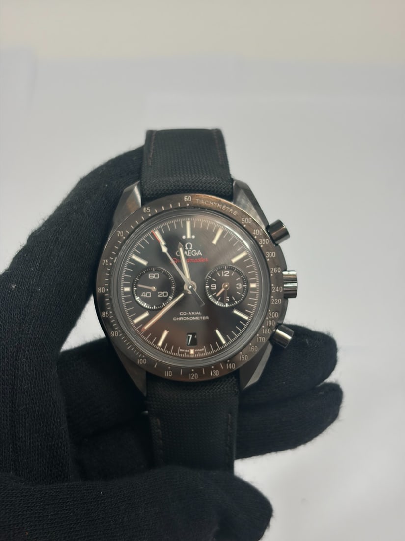Omega Speedmaster Dark Side Moon 44.25mm Ceramic Chronograph Ref 311.92.44.51.01.007: Omega Speedmaster Dark Side Moon 44.25mm Ceramic Chronograph Ref 311.92.44.51.01.007 Omega Speedmaster Dark Side of the Moon reference 311.92.44.51.01.007 with a black ceramic case and matching black 