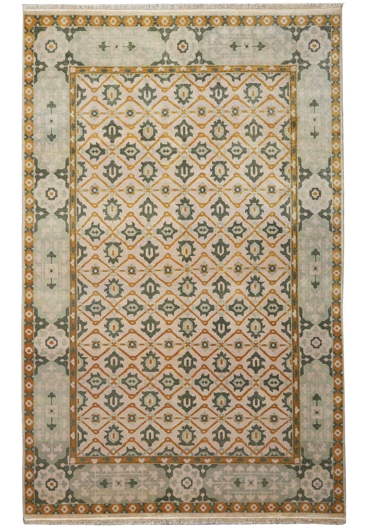 6 x 9 Hand-Knotted Agra Rug Transitional: 6 x 9 Hand-Knotted Agra Rug Transitional Free continental US Shipping Hand-knotted Agra transitional rug in a 6 x 9 size. This piece is in un-used condition. Specifications Item Type: Rug Style: Agra 