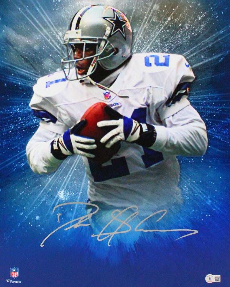 Framed 16x20 Stretched Canvas Deion Sanders Dallas Cowboys BAS Signed: Framed 16x20 Stretched Canvas Deion Sanders Dallas Cowboys BAS Signed Framed stretched canvas featuring Deion Sanders and the Dallas Cowboys. This pre-owned football collectible is signed and includes