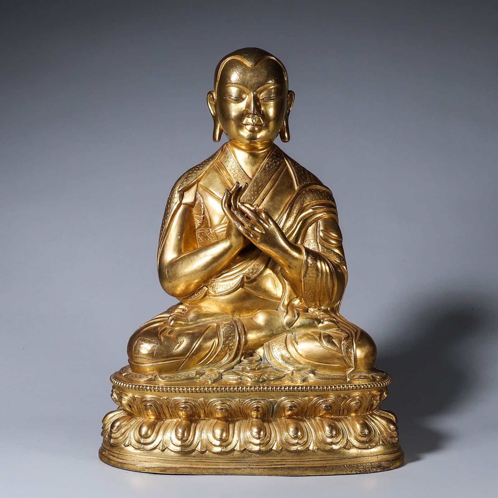A Gilt Bronze Tsongkhapa Buddha Statue (1 of 9)