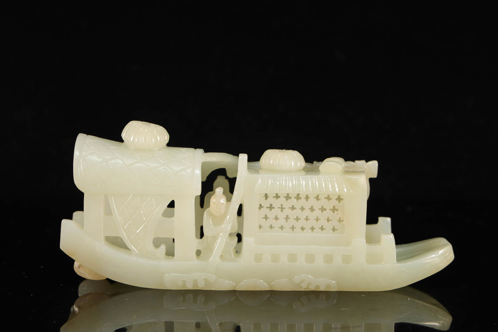 A Rare White Jade Boat Statue (1 of 6)