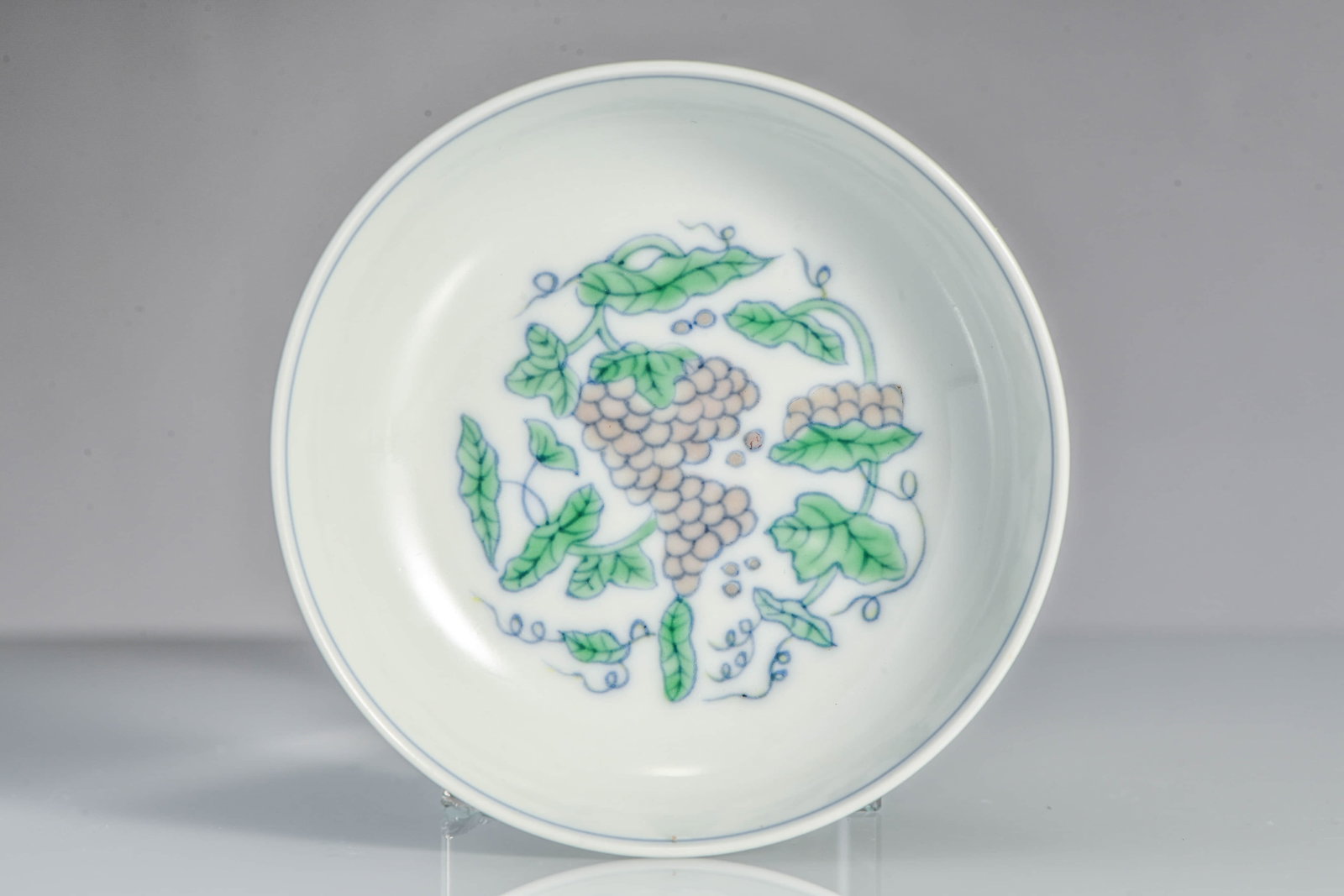 Small Plate with Celadon Glaze and Woven Grape Motifs (1 of 3)