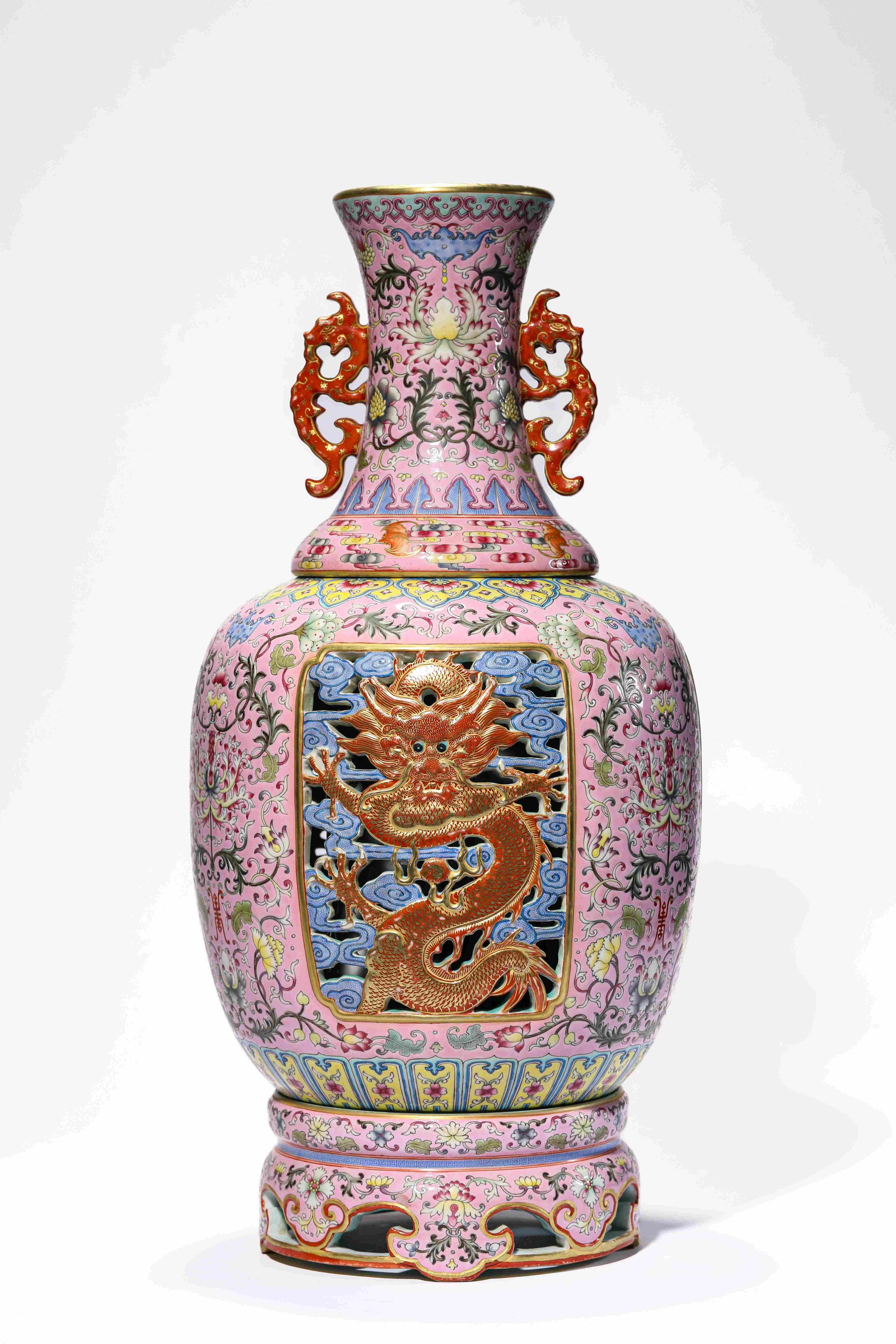 A Famille-Rose 'Dragon' 'Revolving' Vase (1 of 7)