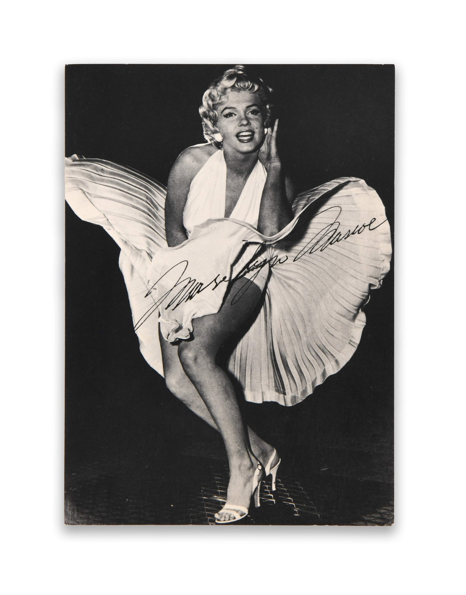 Marilyn Monroe (1926-1962), Signed Portrait Postcard Photograph: MARILYN MONROE (1926-1962), SIGNED PORTRAIT POSTCARD PHOTOGRAPH Provenance and Authenticity: The present item is a black-and-white photographic postcard depicting Marilyn Monroe in one of her most rec