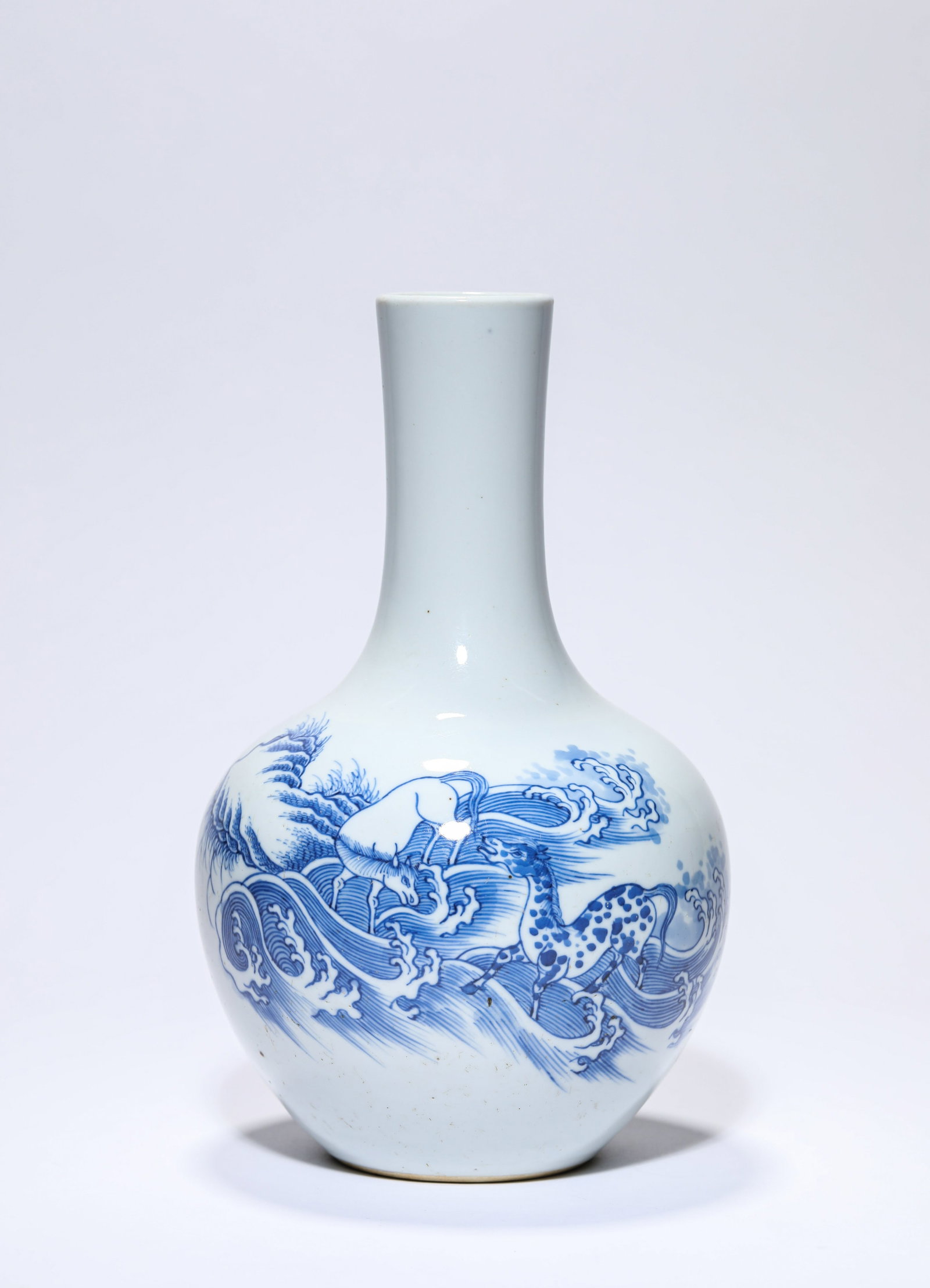 A Blue and White 'Steeds' Celestial Globe Vase: A BLUE AND WHITE 'STEEDS' CELESTIAL GLOBE VASE Dimensions: Dimensions: Width: 13.3 cm x Height: 21.5 cm. All measurements are approximate.