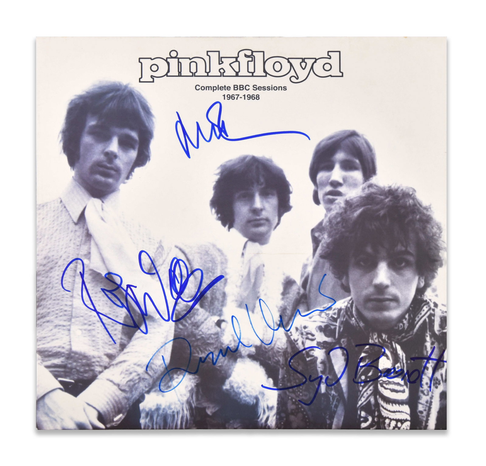 PINK FLOYD - Fully Signed Complete BBC Sessions 1967-1968 LP Display: PINK FLOYD - FULLY SIGNED COMPLETE BBC SESSIONS 1967-1968 LP DISPLAY Dimensions: Vinyl records Size 12 1/4 x 12 1/6 in Provenance and Authenticity: This album cover is autographed by all four members