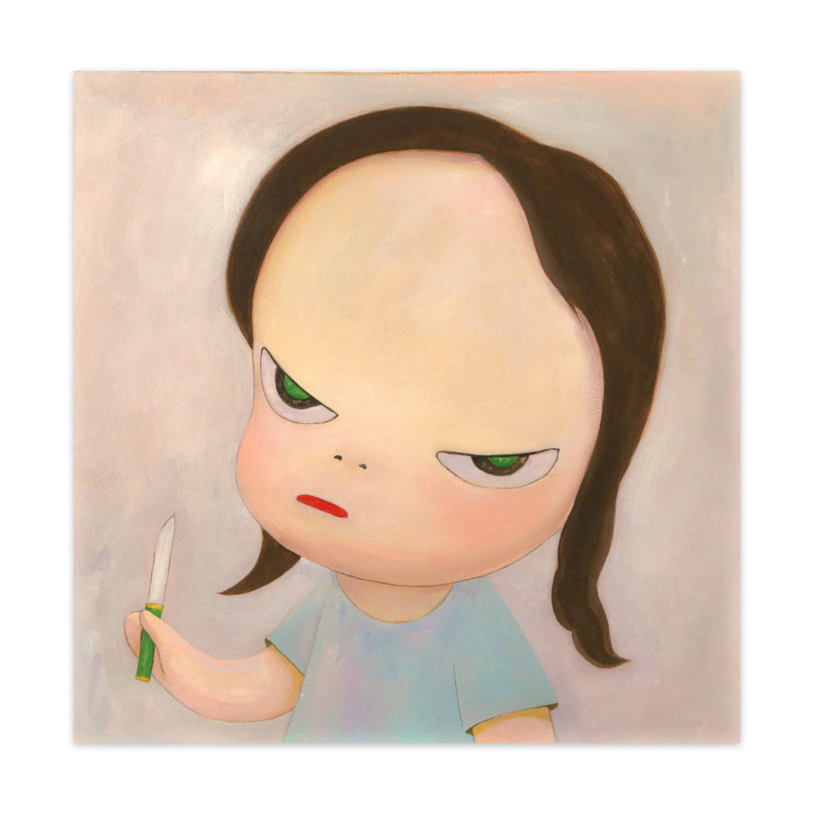 Yoshitomo Nara (b. 1959), Acrylic on Canvas: YOSHITOMO NARA (B. 1959), ACRYLIC ON CANVAS Dimensions: Image size: 23.5 x 23.5 inches.All measured values are approximate. Provenance and Authenticity: Recorded from the supplied front and reverse