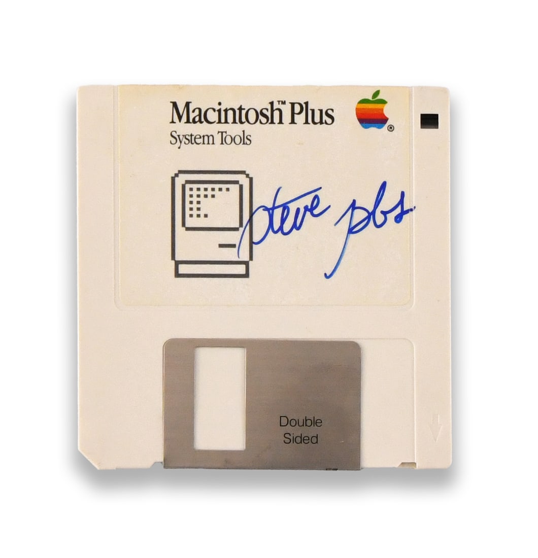 STEVE JOBS - Signed Macintosh Plus System Tools Floppy Disk (Apple Computer, c. 1985) (1 of 2)