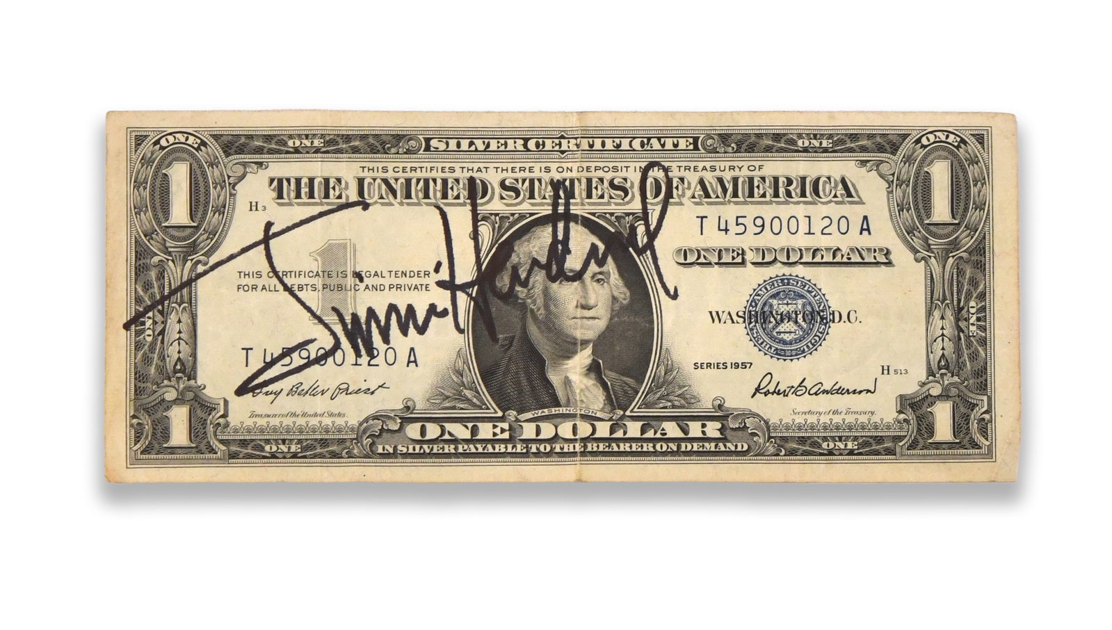 JIMI HENDRIX - Signed 1957 One Dollar Silver Certificate (1 of 2)