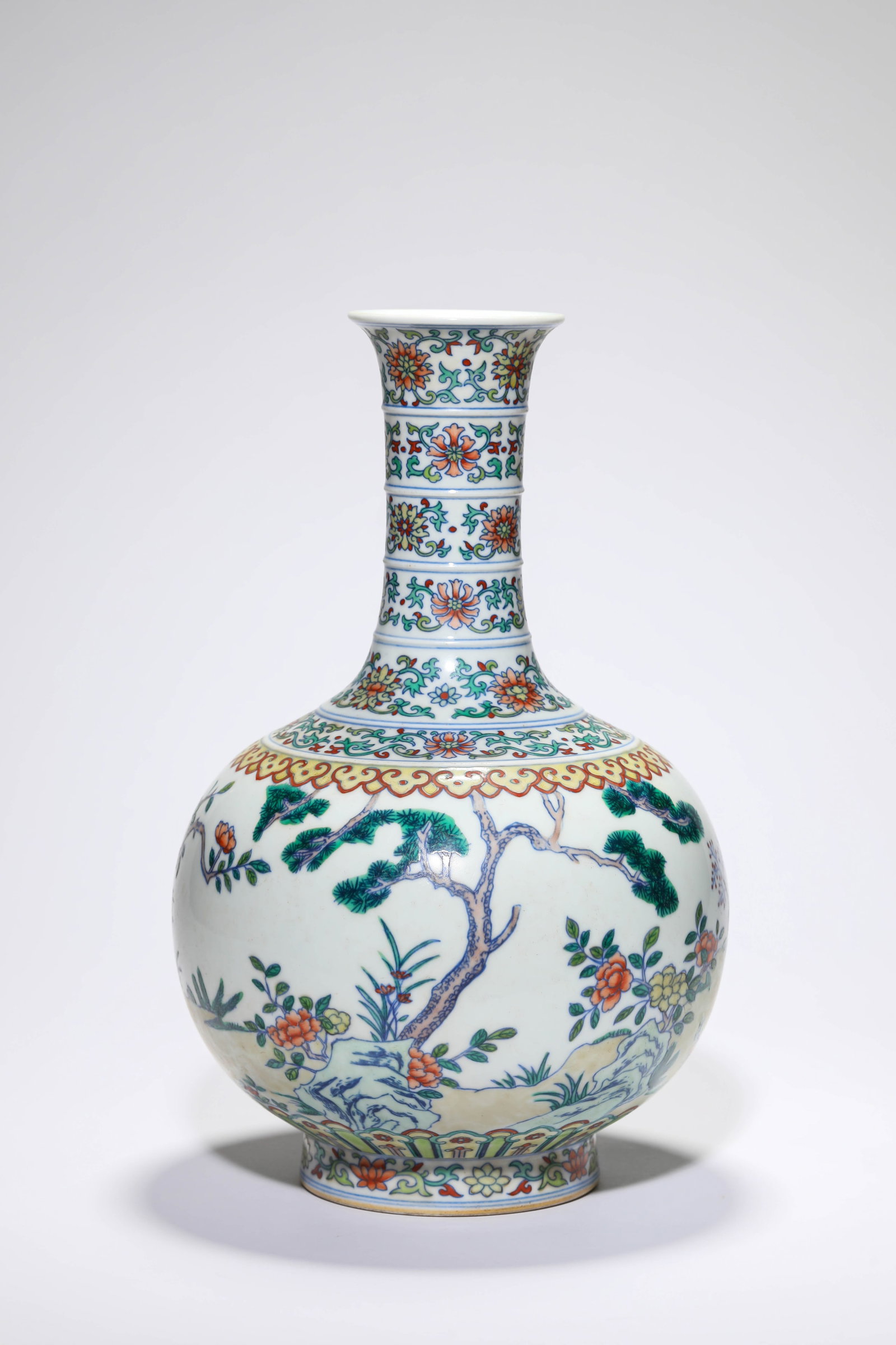 A Doucai 'Bat and Shou' Vase: Description: Dimensions: Width: 20.5 cm x Height: 32.5 cm. All measurements are approximate.