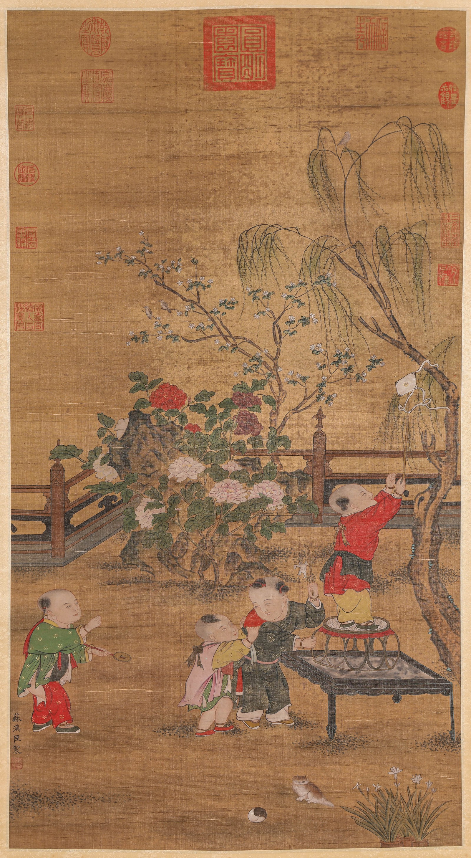 Su Hanchen (act. 12th century), attributed to, Children at Play: Description: Dimensions: Width: 51.5 cm x Height: 94 cm. All measurements are approximate.