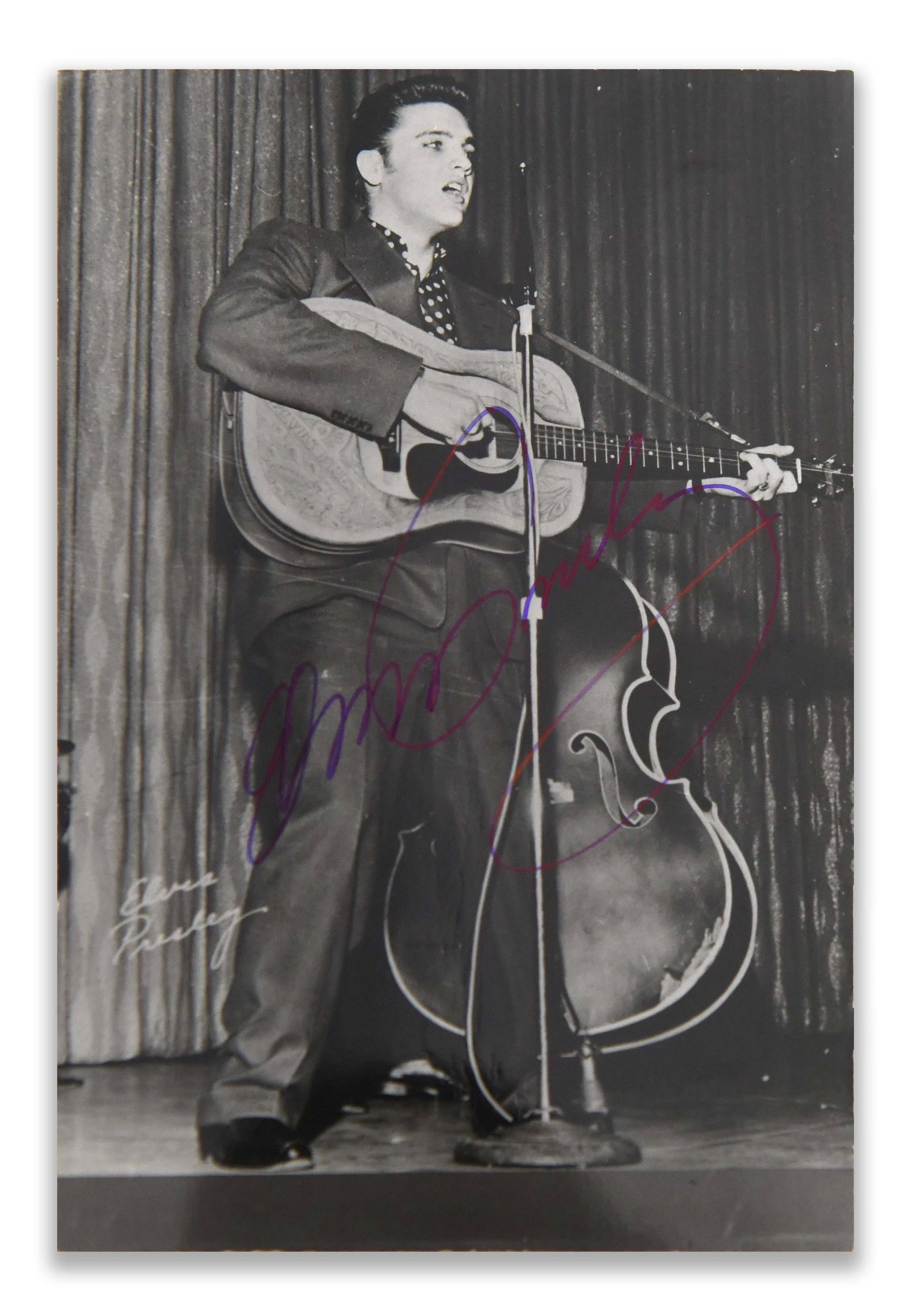 Elvis Presley, Signed Stage Performance Photo Postcard (1 of 2)