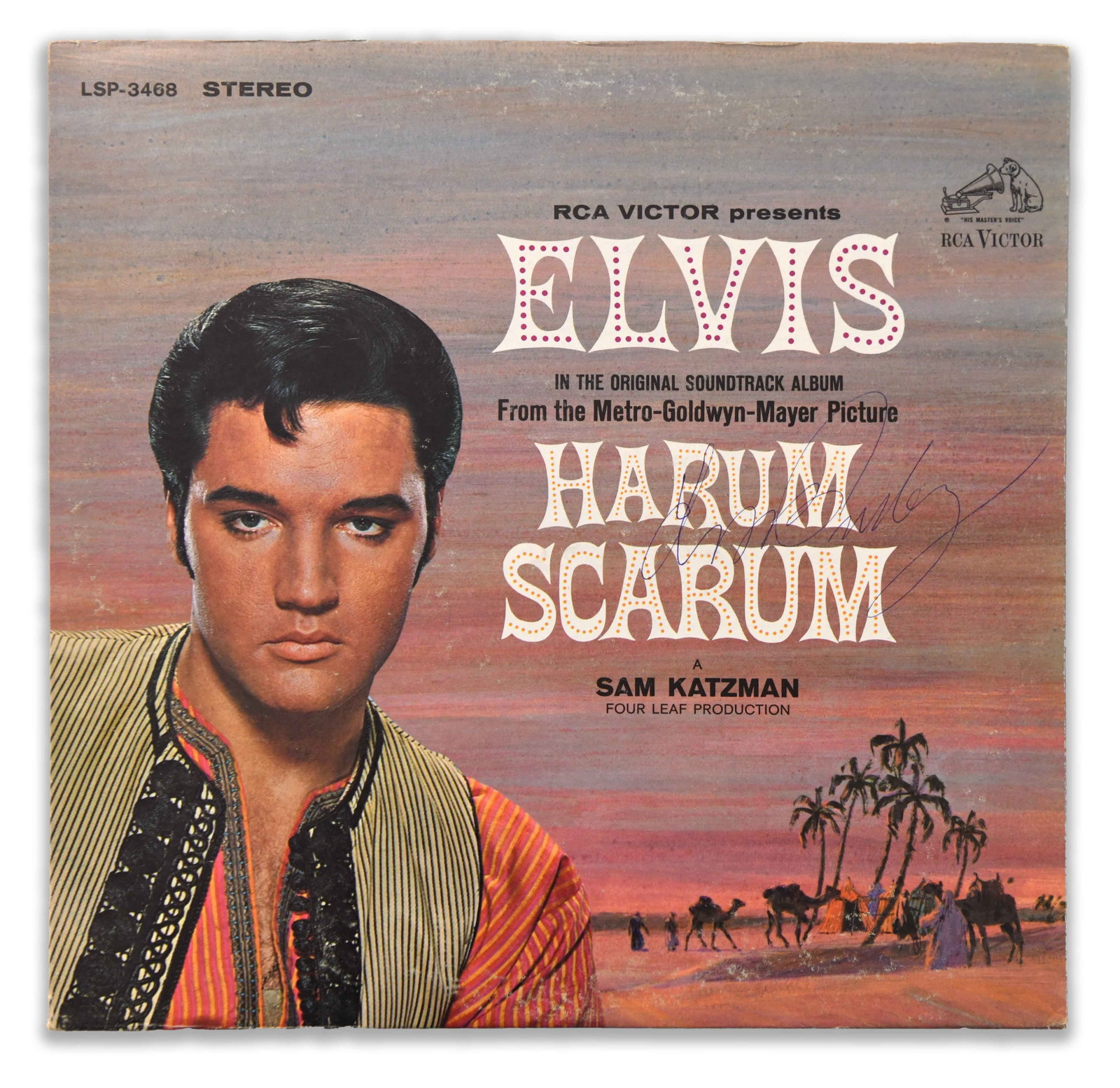 Elvis Presley, Signed Harum Scarum RCA Victor Stereo Soundtrack LP: ELVIS PRESLEY, SIGNED HARUM SCARUM RCA VICTOR STEREO SOUNDTRACK LP Object Data: Object: 12-inch vinyl record with original printed sleeve. Artist: Elvis Presley. Album: Harum Scarum. Label: RCA Victor