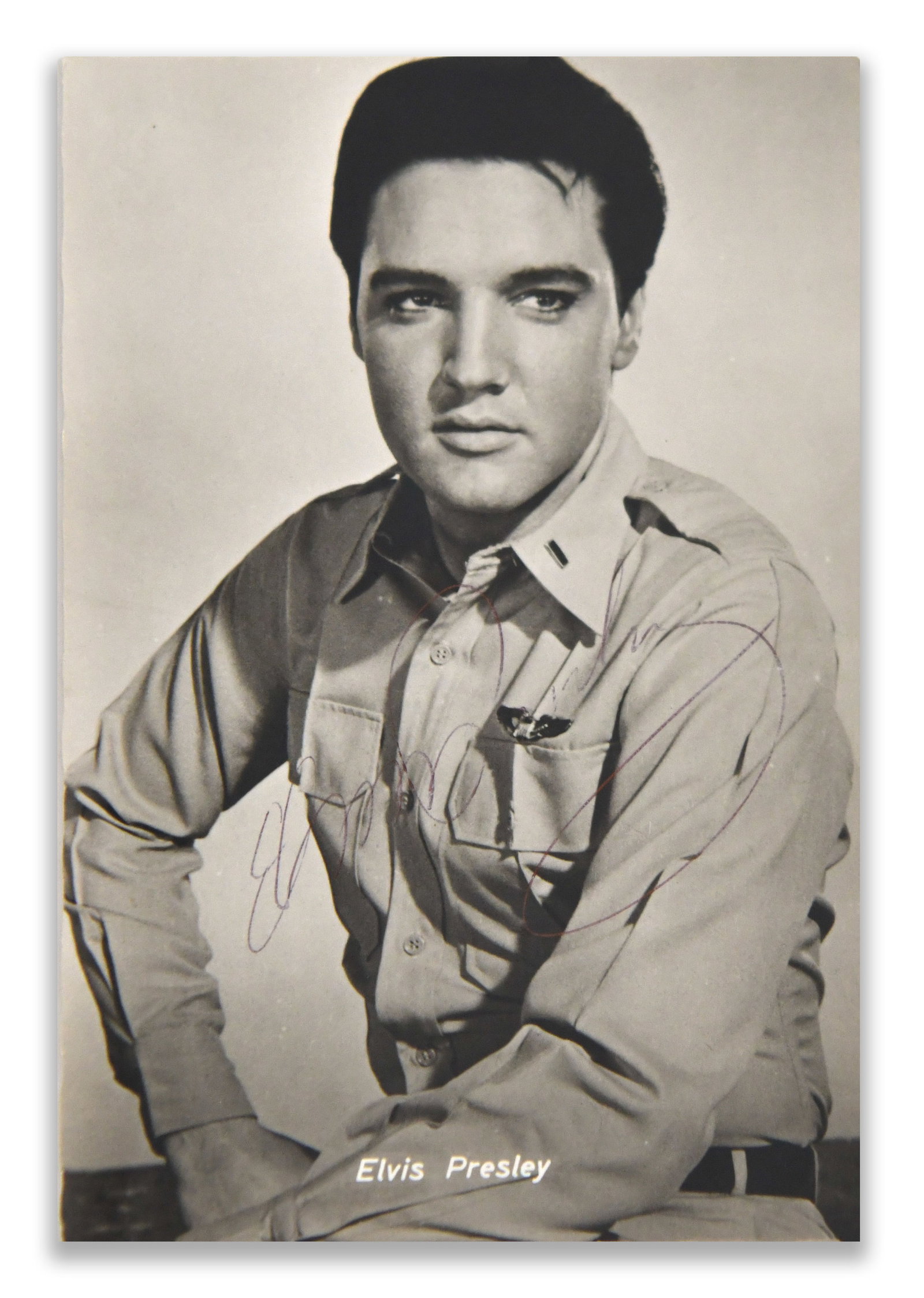 Elvis Presley, Signed Stage Performance Photo Postcard (1 of 2)