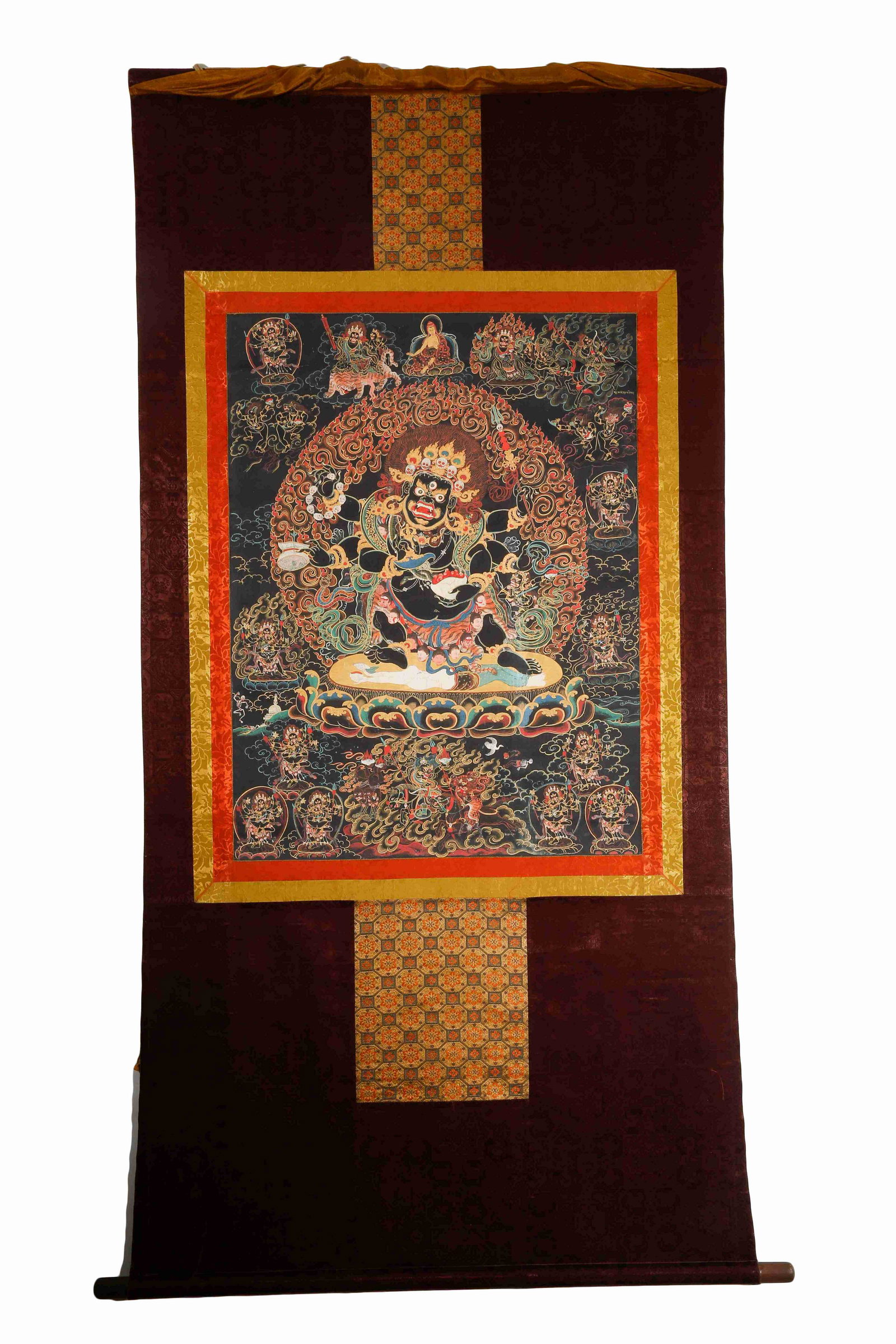 Tibetan White Mahakala Dharmapalas with Six Arms Thangka: 77.5cm*58.5cm