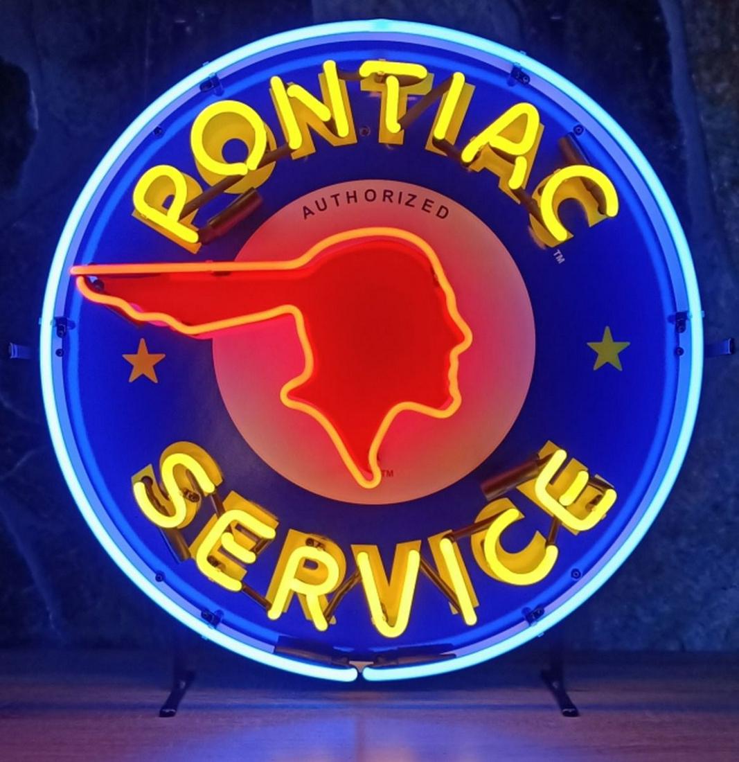 Pontiac Service Indian Head Logo Neon Sign with (1 of 1)