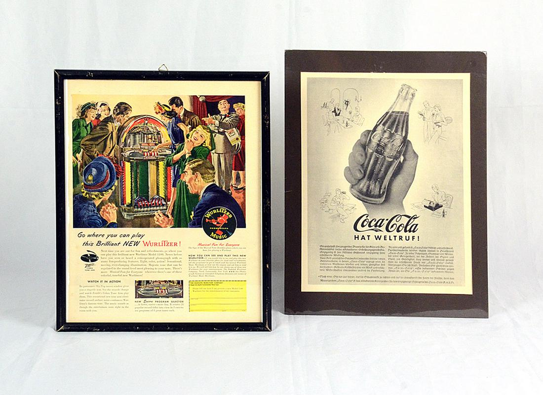 Set of 2 Advertisements - Coca-Cola, Wurlitzer (1 of 5)