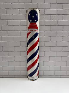 modern Service" Barber Shop Pole Sign, Convex