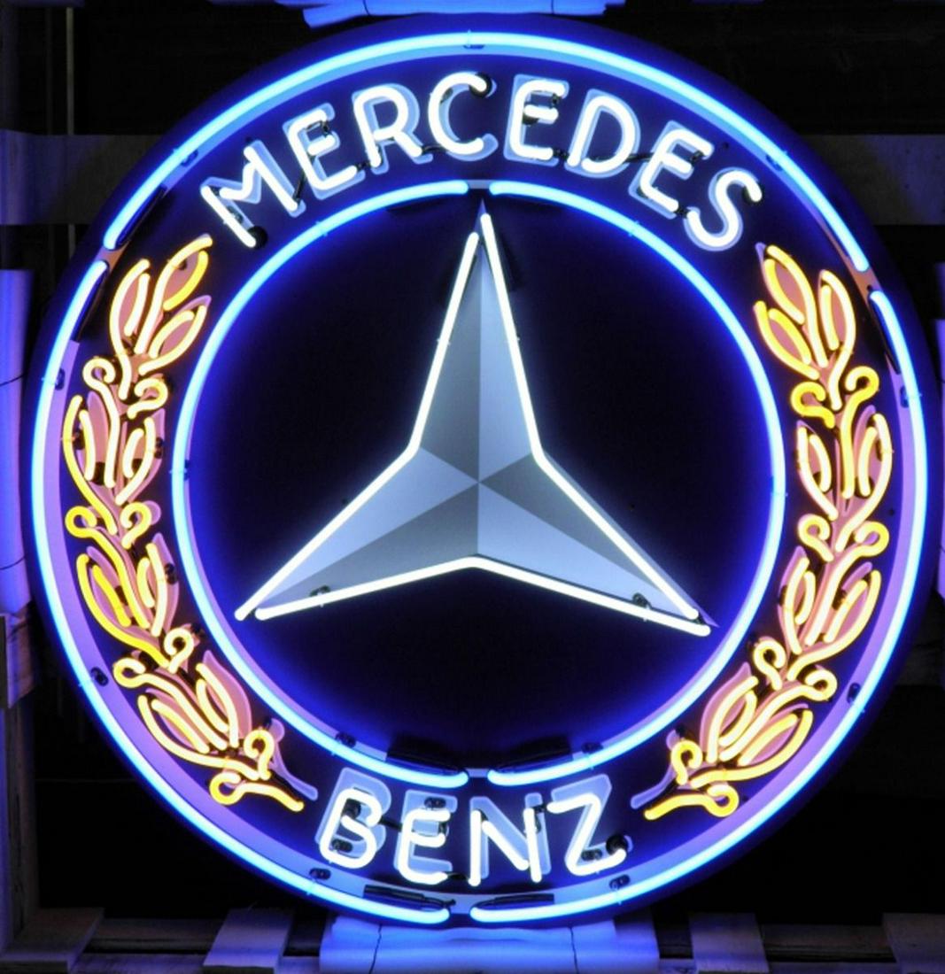 Large Mercedes-Benz Logo Neon Sign with Backplate (1 of 1)