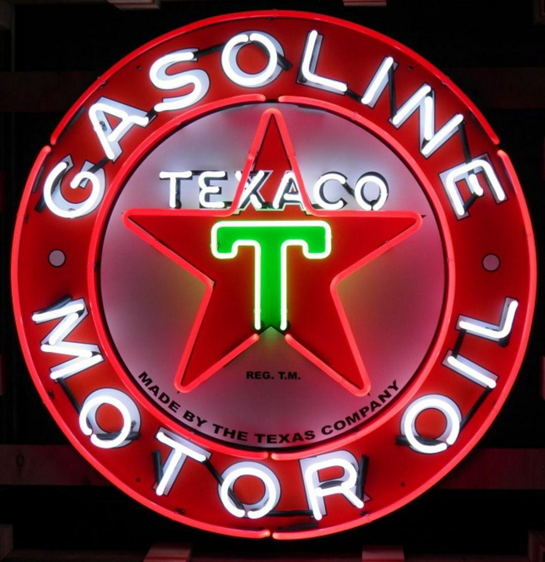 Large Texaco Motor Oil Logo Neon Sign with Backplate (1 of 1)