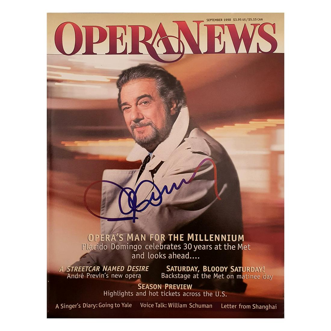 Opera News magazine September 1998 with Placido Omingo signature. (1 of 1)