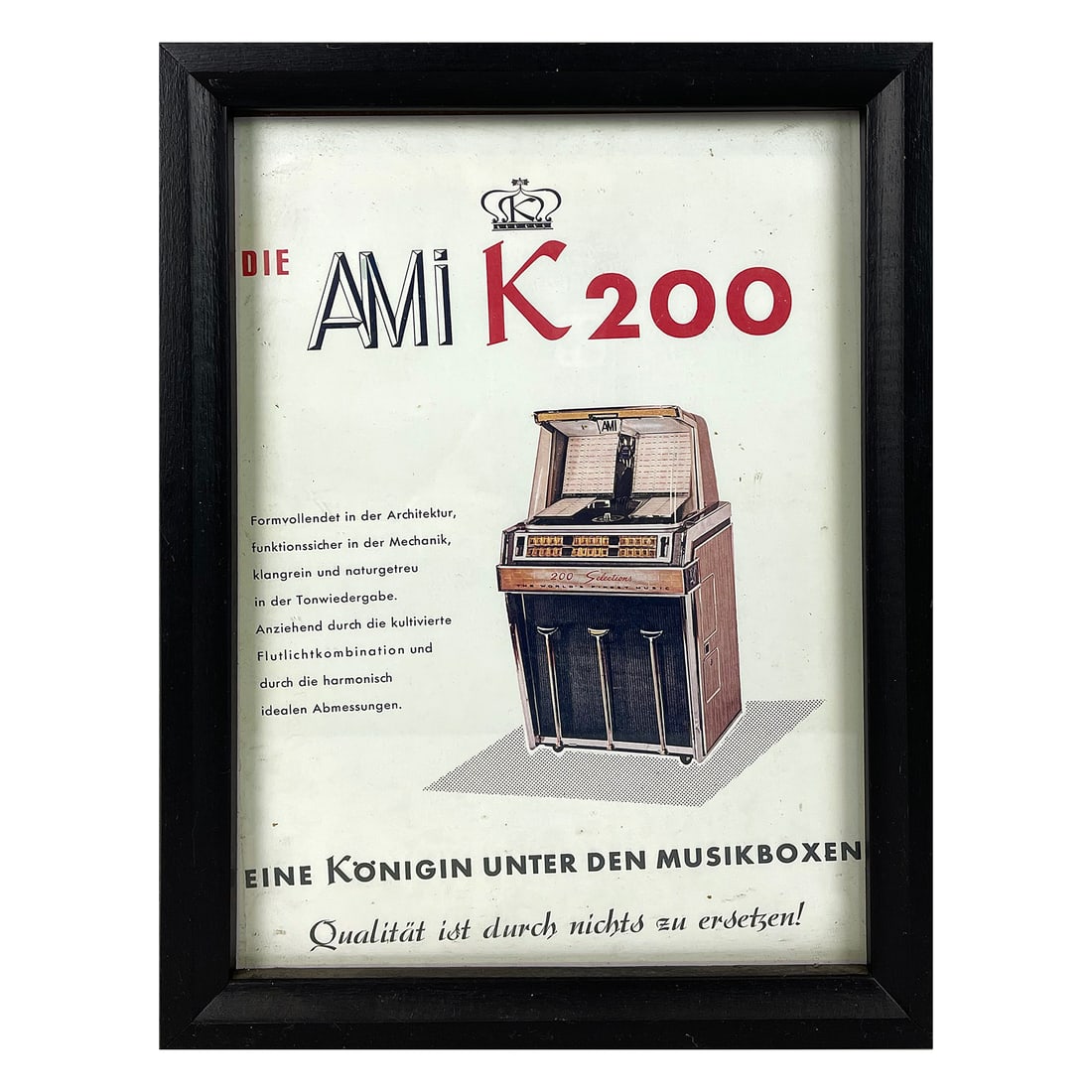 Framed AMI K 200 Selection Jukebox German Advertisement (1 of 3)