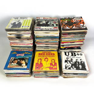 Large Collection of 585 Various 45 RPM Vinyl Records: A large collection of 585 various 45 RPM vinyl records. Records are in good condition. The records will come in a crate and the provided dimensions are the dimensions of the crate. Dimensions (H x W