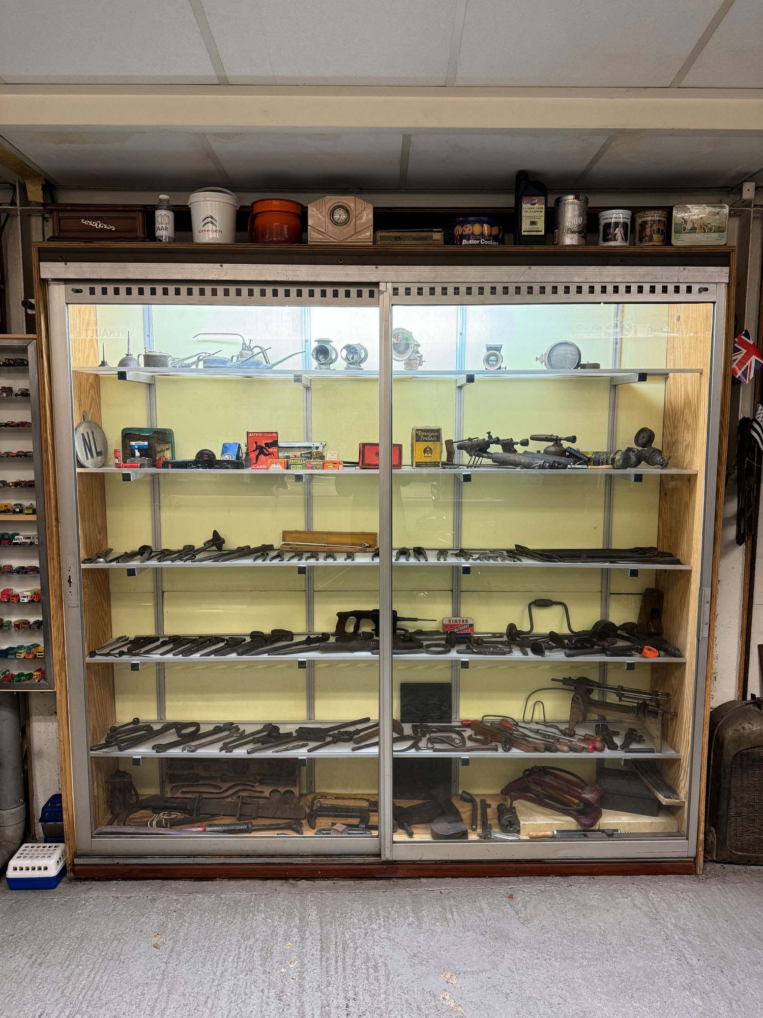 Large Display Case with Various Vintage Car Tools (1 of 10)