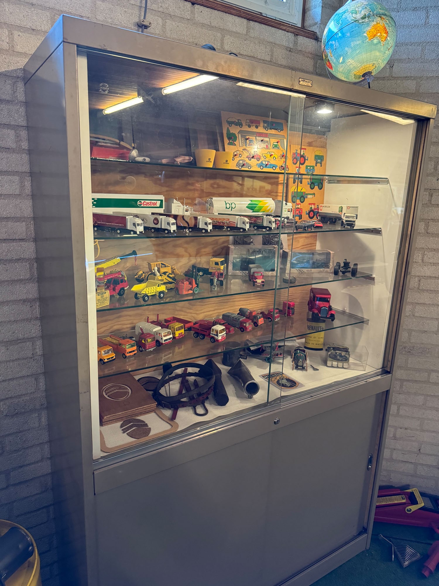 Steel and Glass Display Case with Vehicle Scale Models & Other Automobilia Collectibles (1 of 6)